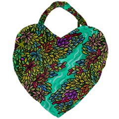 Background Leaves River Nature Giant Heart Shaped Tote by Maspions