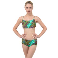 Background Leaves River Nature Layered Top Bikini Set