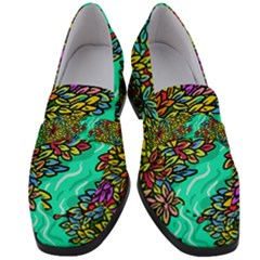 Background Leaves River Nature Women s Chunky Heel Loafers