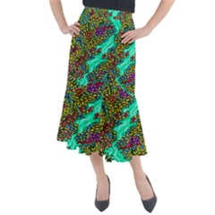 Background Leaves River Nature Midi Mermaid Skirt