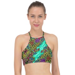 Background Leaves River Nature Halter Bikini Top