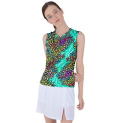 Background Leaves River Nature Women s Sleeveless Sports Top by Maspions