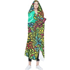 Background Leaves River Nature Wearable Blanket by Maspions