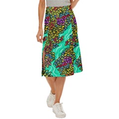 Background Leaves River Nature Midi Panel Skirt by Maspions