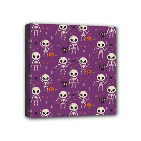 Skull Halloween Pattern Mini Canvas 4  X 4  (stretched)