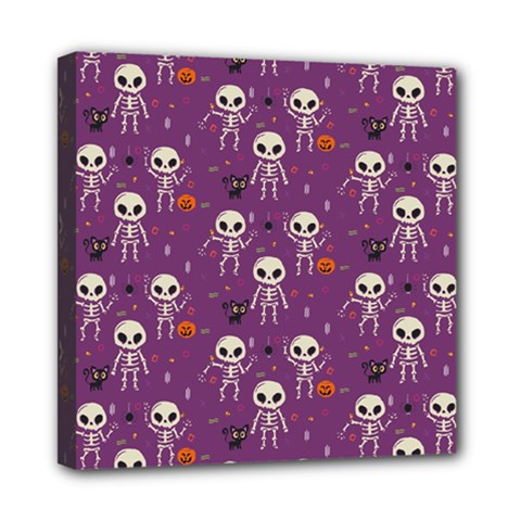 Skull Halloween Pattern Mini Canvas 8  X 8  (stretched)