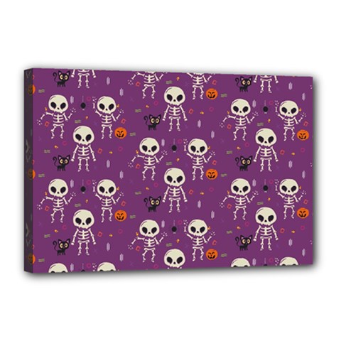 Skull Halloween Pattern Canvas 18  X 12  (stretched)