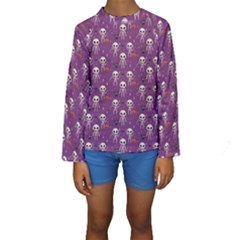 Skull Halloween Pattern Kids  Long Sleeve Swimwear