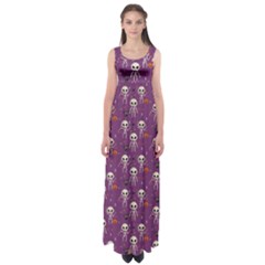 Skull Halloween Pattern Empire Waist Maxi Dress