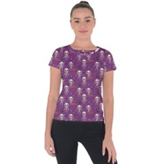 Skull Halloween Pattern Short Sleeve Sports Top  by Maspions