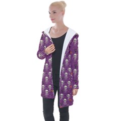 Skull Halloween Pattern Longline Hooded Cardigan