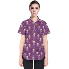 Skull Halloween Pattern Women s Short Sleeve Shirt