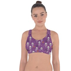 Skull Halloween Pattern Cross String Back Sports Bra