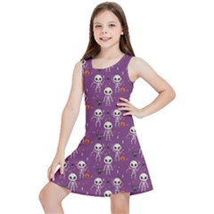 Skull Halloween Pattern Kids  Lightweight Sleeveless Dress