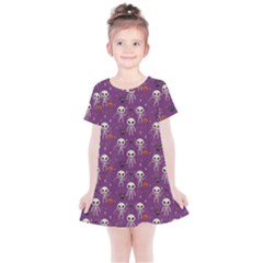 Skull Halloween Pattern Kids  Simple Cotton Dress