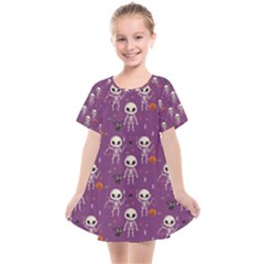 Skull Halloween Pattern Kids  Smock Dress