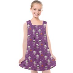 Skull Halloween Pattern Kids  Cross Back Dress