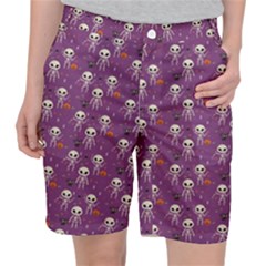 Skull Halloween Pattern Women s Pocket Shorts