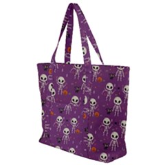 Skull Halloween Pattern Zip Up Canvas Bag