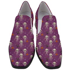 Skull Halloween Pattern Women Slip On Heel Loafers