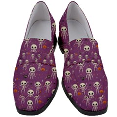 Skull Halloween Pattern Women s Chunky Heel Loafers