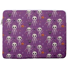 Skull Halloween Pattern 17  Vertical Laptop Sleeve Case With Pocket