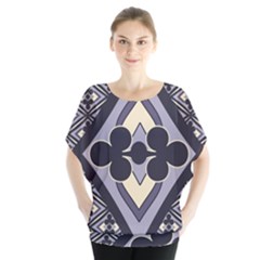 Pattern Design Scrapbooking Batwing Chiffon Blouse