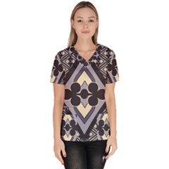 Pattern Design Scrapbooking Women s V-neck Scrub Top