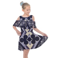 Pattern Design Scrapbooking Kids  Shoulder Cutout Chiffon Dress