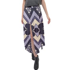 Pattern Design Scrapbooking Velour Split Maxi Skirt