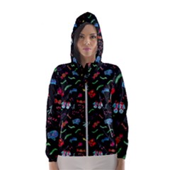 New Year Christmas Background Women s Hooded Windbreaker