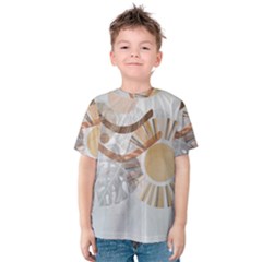 Boho Background Leaves Botanical Kids  Cotton T-shirt