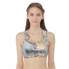 Boho Background Leaves Botanical Sports Bra With Border