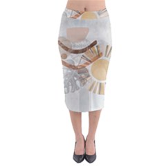 Boho Background Leaves Botanical Midi Pencil Skirt