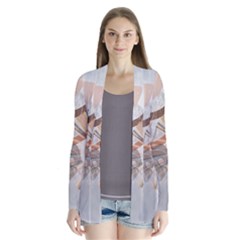 Boho Background Leaves Botanical Drape Collar Cardigan