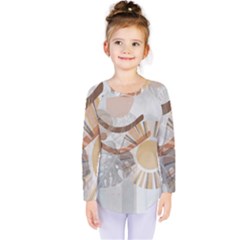 Boho Background Leaves Botanical Kids  Long Sleeve T-shirt