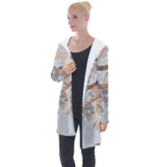 Boho Background Leaves Botanical Longline Hooded Cardigan