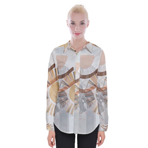 Boho Background Leaves Botanical Womens Long Sleeve Shirt by Maspions