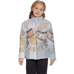 Boho Background Leaves Botanical Kids  Puffer Bubble Jacket Coat by Maspions