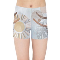 Boho Background Leaves Botanical Kids  Sports Shorts