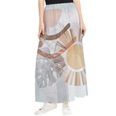 Boho Background Leaves Botanical Maxi Chiffon Skirt