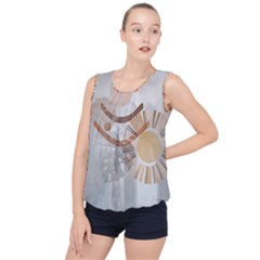 Boho Background Leaves Botanical Bubble Hem Chiffon Tank Top