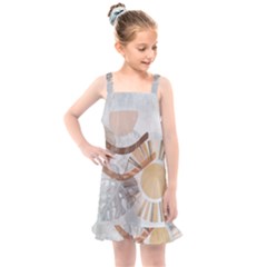 Boho Background Leaves Botanical Kids  Overall Dress