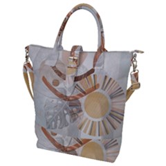 Boho Background Leaves Botanical Buckle Top Tote Bag