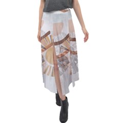 Boho Background Leaves Botanical Velour Split Maxi Skirt