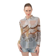 Boho Background Leaves Botanical Long Sleeve Chiffon Shirt