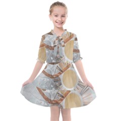 Boho Background Leaves Botanical Kids  All Frills Chiffon Dress