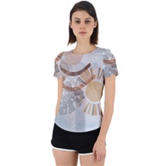 Boho Background Leaves Botanical Back Cut Out Sport T-shirt