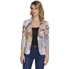 Boho Background Leaves Botanical Women s One-button 3/4 Sleeve Short Jacket