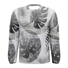 Vintage Retro Boho Background Leaves Botanical Men s Long Sleeve T-shirt